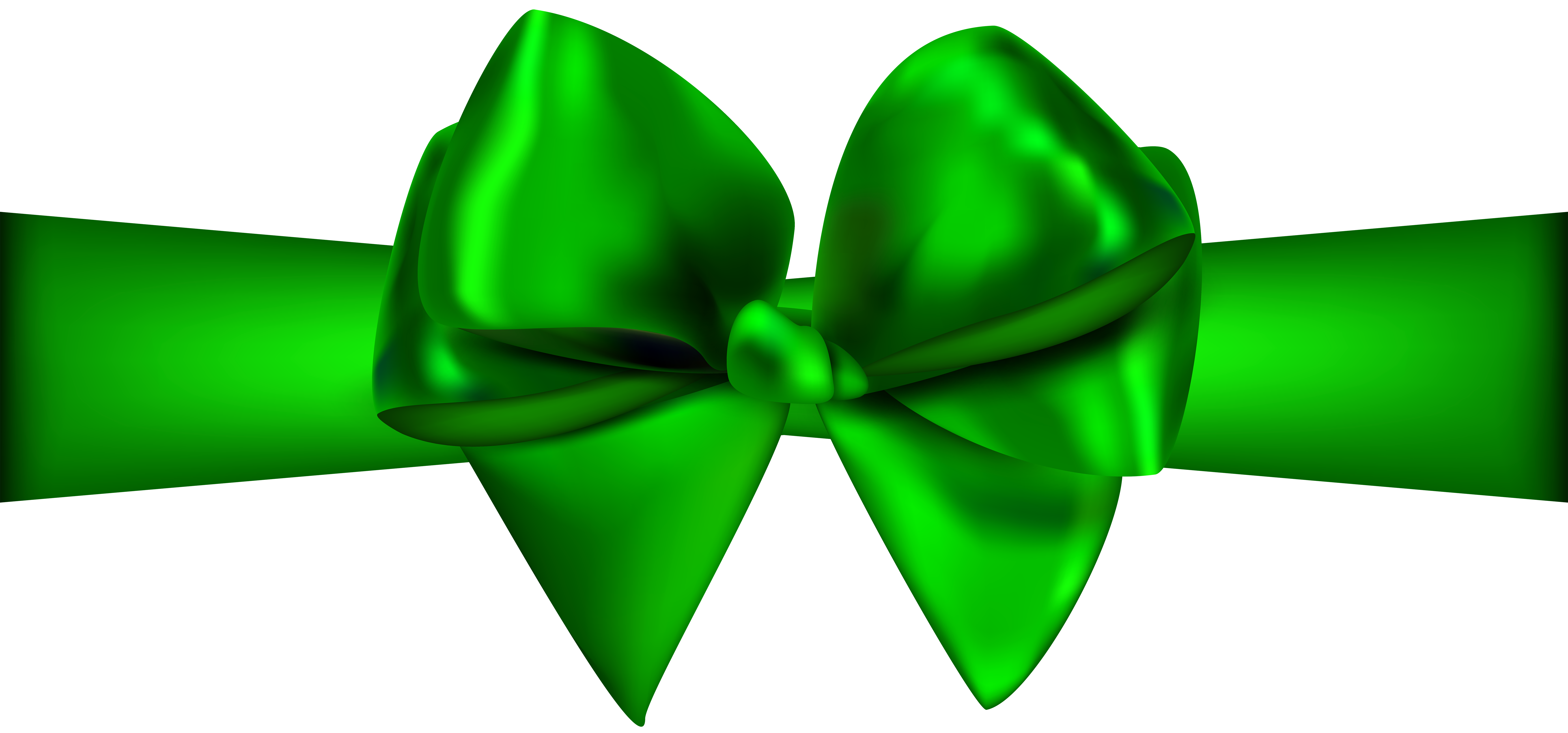 7000x3274 Green Ribbon With Bow Png Clip Art