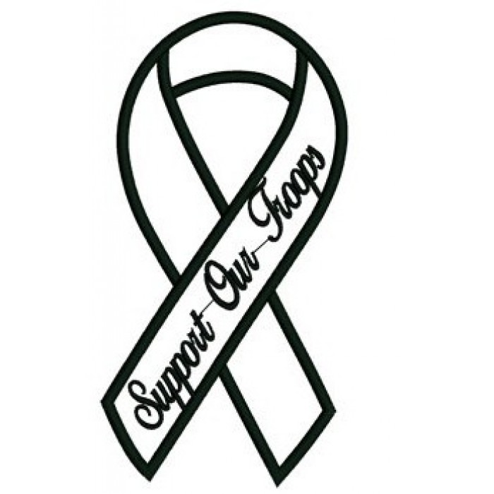 700x700 Our Troops Yellow Ribbon With Black Outline Applique Machine