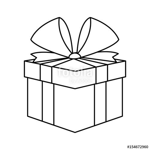 500x500 Christmas Present Box Gift Ribbon Decoration Outline Vector