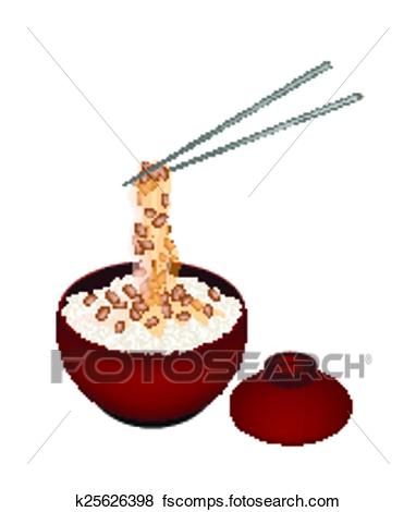 382x470 Clip Art Of Bowl Of White Rice With Fermented Natto K25626398