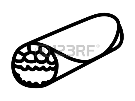 450x338 Mexican Food Burrito Wrap With Meat And Rice Line Art Icon