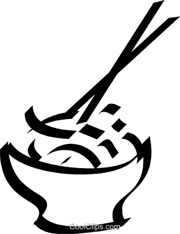 370x480 Bowl Of Rice And Chop Sticks Royalty Free Vector Clip Art