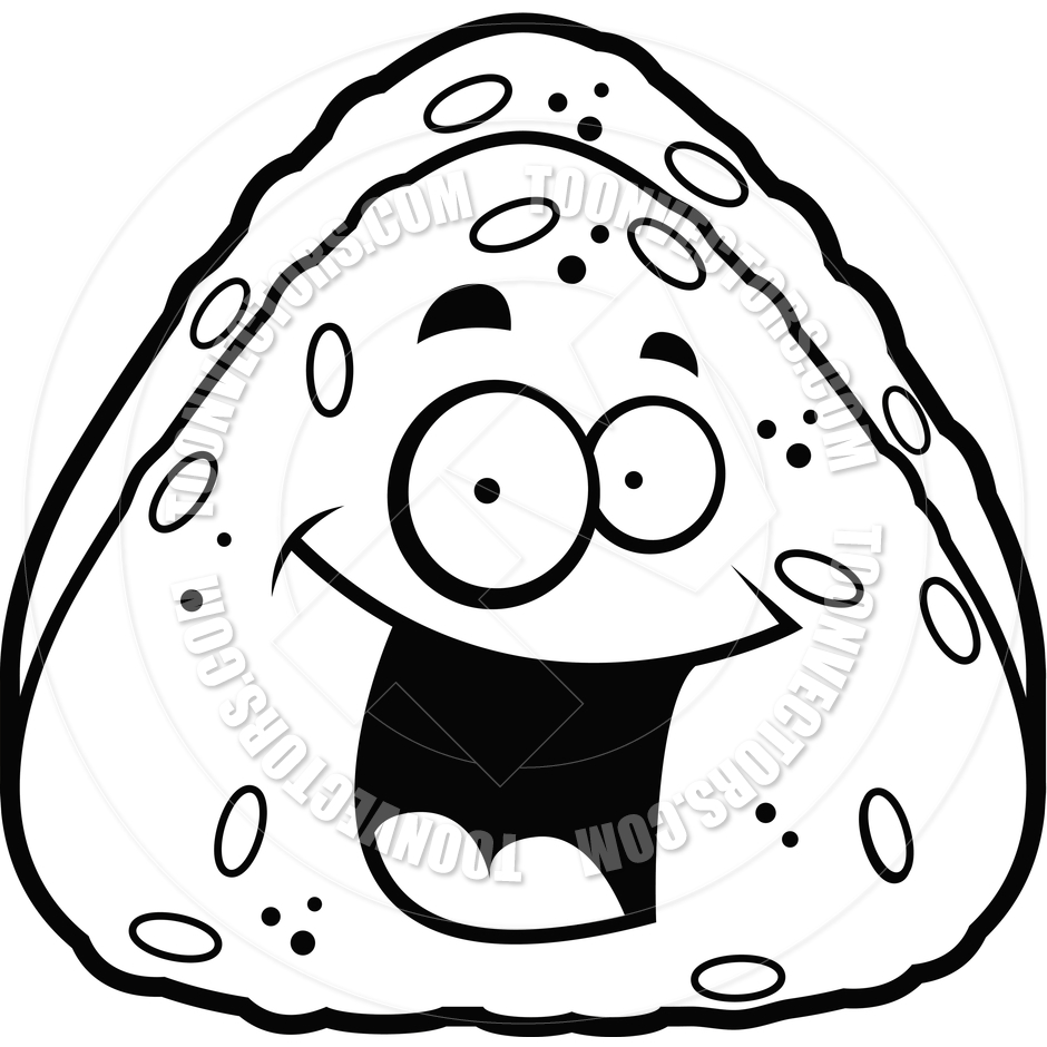 940x940 Cartoon Rice Ball (Black And White Line Art) By Cory Thoman Toon