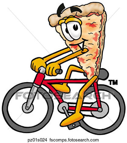 418x470 Clipart Of Pizza Riding Bike Pz01s024