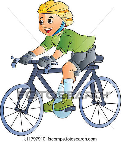 401x470 Clipart Of Boy Riding A Bicycle, Illustration K11797910