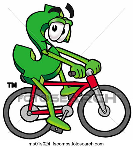 424x470 Clipart Of Dollar Sign Riding Bike Ms01s024