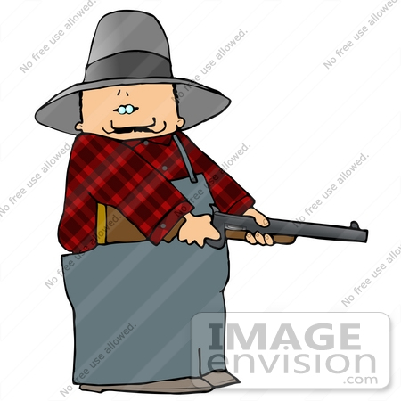 450x450 Caucasian Farmer Cowboy Man Holding A Rifle Clipart