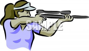 350x200 Clip Art Image Of A Woman Shooting A Rifle