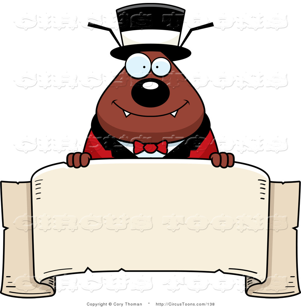 1024x1044 Circus Clipart Of A Circus Ring Master Brown Flea Holding A Banner