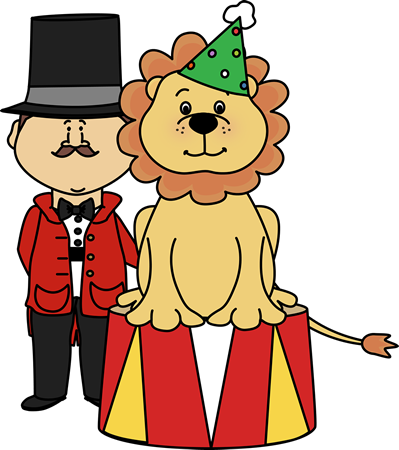 399x450 Circus Lion And Ringmaster Clip Art