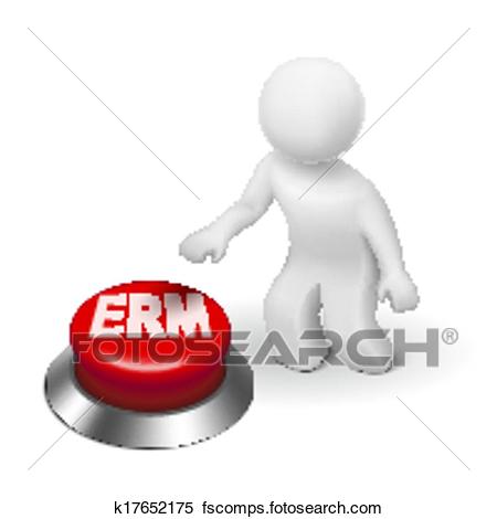 450x470 Clipart Of 3d Man With Erm Enterprise Risk Management Button