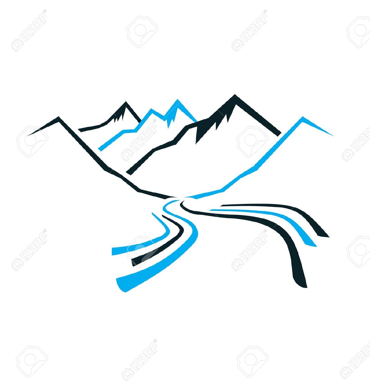 1234x1300 River Clipart Mountain Logo