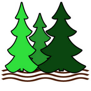 300x300 Pine Trees On The River Clipart