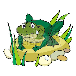 300x300 Royalty Free Big Green Frog Sitting On River Bank 129825 Vector