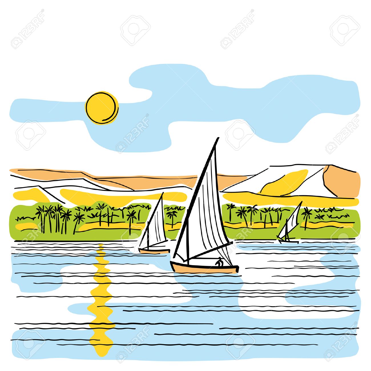 1300x1300 Nile River Clipart Egyptian Art