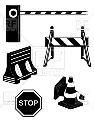 311x400 Set Of Road Barrier Black Silhouettes Royalty Free Vector Clip Art