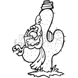 300x300 Royalty Free Black And White Cartoon Roadrunner Reading A Book