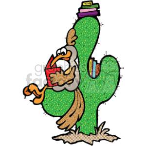 300x300 Royalty Free Reading Roadrunner Sitting On Cactus 130753 Vector
