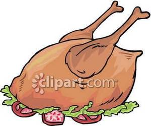 300x250 Roasted Chicken Royalty Free Clipart Picture