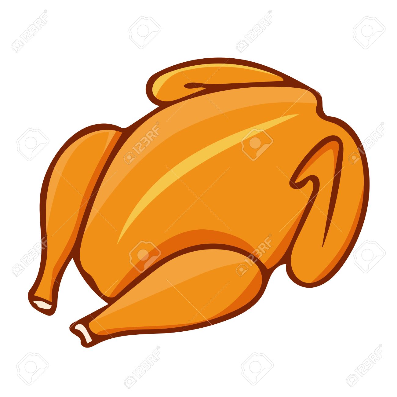 1300x1300 Whole Roast Chicken Isolated Illustration On White Background