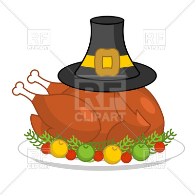 400x400 Roast Turkey And Black Hat Royalty Free Vector Clip Art Image