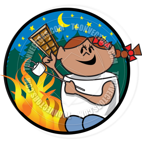 460x460 Cartoon Girl Roasting Marshmallow Vector Illustration By Clip Art