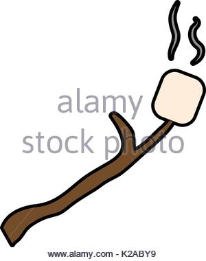 300x380 Marshmallow Roasted On Wooden Stick Icon Over White Background