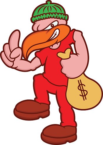 350x491 Vulture Robber With Sack Of Money Cartoon Premium Clipart