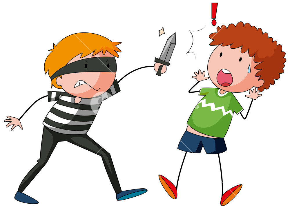 1000x725 Robber Is Threatening A Man Illustration Royalty Free Stock Image