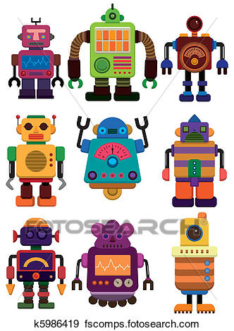 332x470 Clip Art Of Cartoon Color Robot Icon K5986419