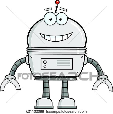 450x452 Clip Art Of Smiling Robot Cartoon Character K21102088