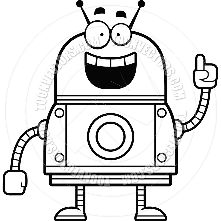 940x940 Robot Idea (Black And White Line Art) By Cory Thoman Toon