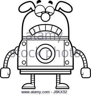 305x320 A Cartoon Illustration Of A Robot Dog Looking Angry Stock Vector