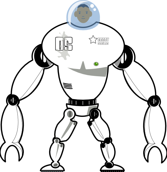 555x571 Clip Art Robot Black White
