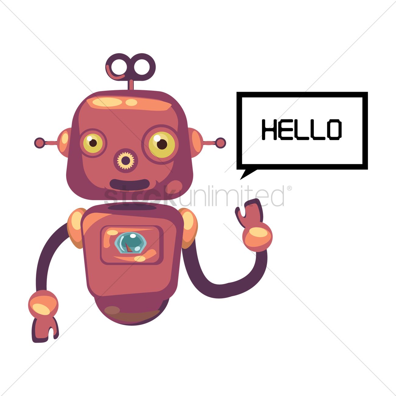 1300x1300 Robot Saying Hello Vector Image