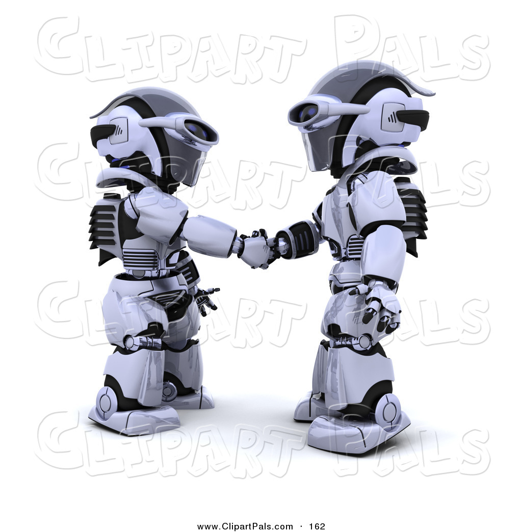 1024x1044 Pal Clipart Of 3d Silver Robots Shaking Hands On A Deal By Kj