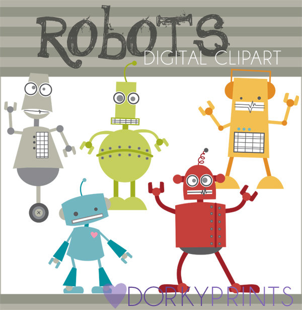 600x615 Robots Clipart Personal And Limited Commercial Use Retro