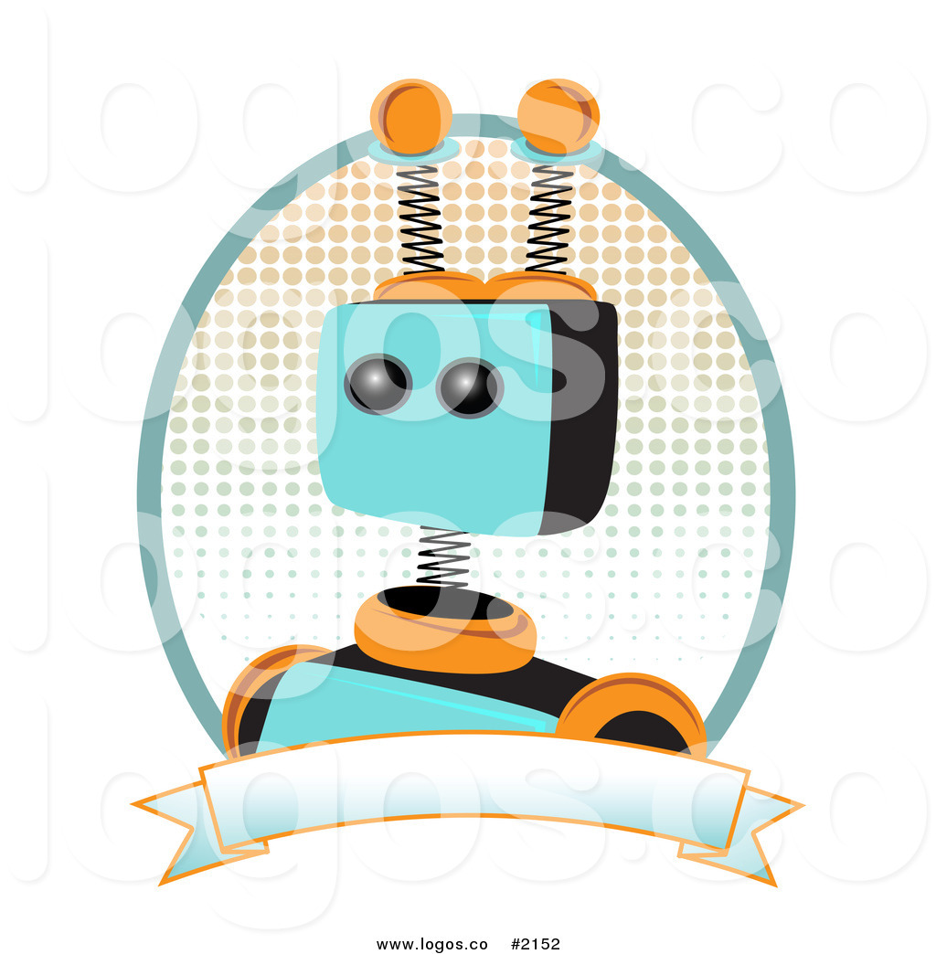1024x1044 Royalty Free Robot With Halftone And A Blank Banner Logo By Mheld