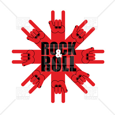 400x400 Rock And Roll Logo. Star Of Rock Hand Sign. Royalty Free Vector