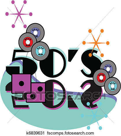 419x470 Clipart Of 50's Rock And Roll Background K6839631