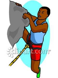 225x300 African American Man Rock Climbing Clipart Picture