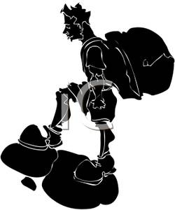 250x300 Black Cartoon Of A Man Rock Climbing