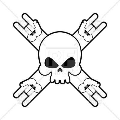 400x400 Skull With Hands Rock Sign Royalty Free Vector Clip Art Image