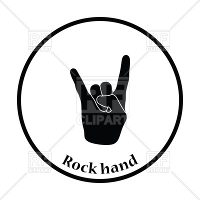 400x400 Thin Circle Design Of Rock Hand Icon Royalty Free Vector Clip Art