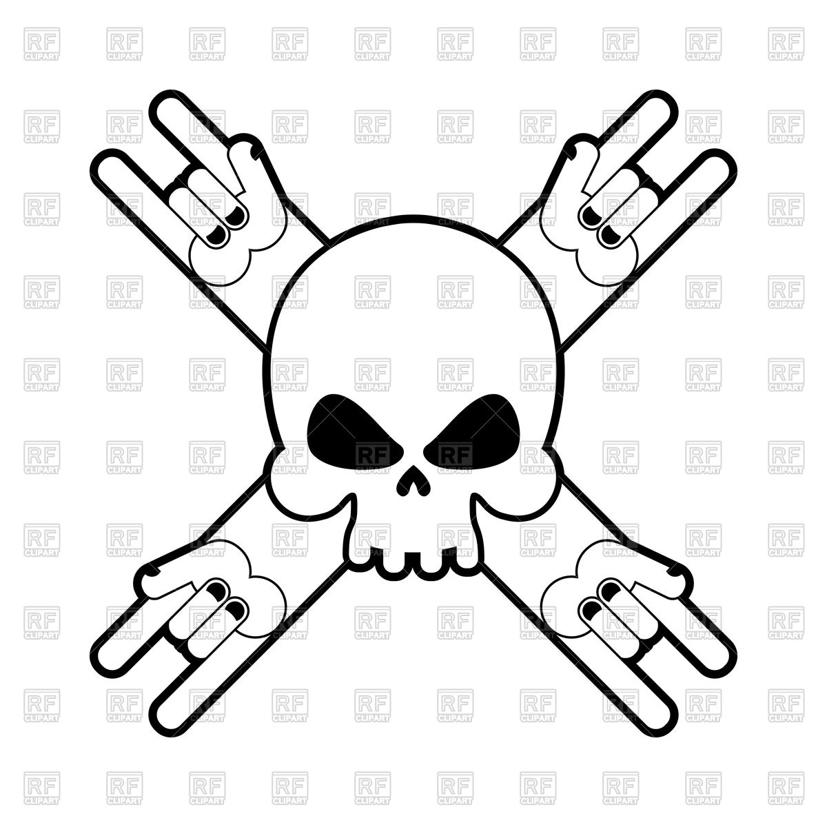 1200x1200 Skull With Hands Rock Sign Royalty Free Vector Clip Art Image