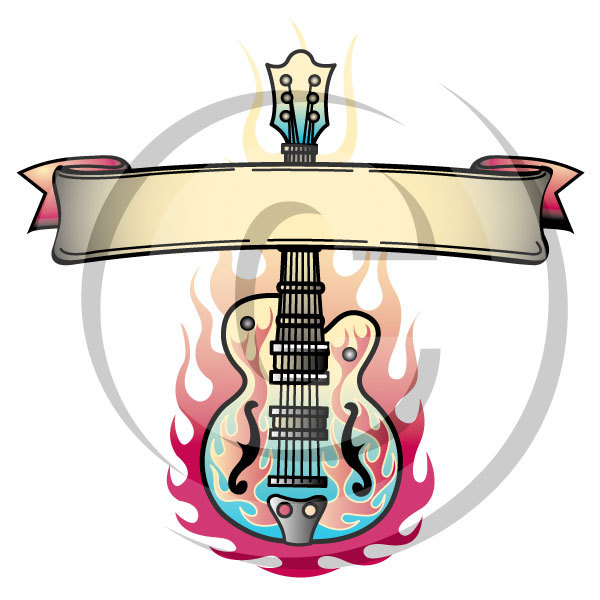 600x600 Tattoo Clip Art Clipart Guitar Flames Rock And Roll Personal