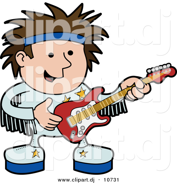 600x620 Vector Clipart Of A Happy Cartoon Rock Star Boy Playing