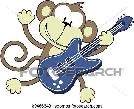 450x366 Clip Art Of Rock Star Monkey K9466649