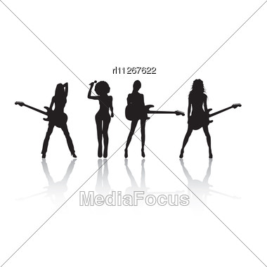 380x380 Stock Photo Rock Stars Silhouettes White With Reflection