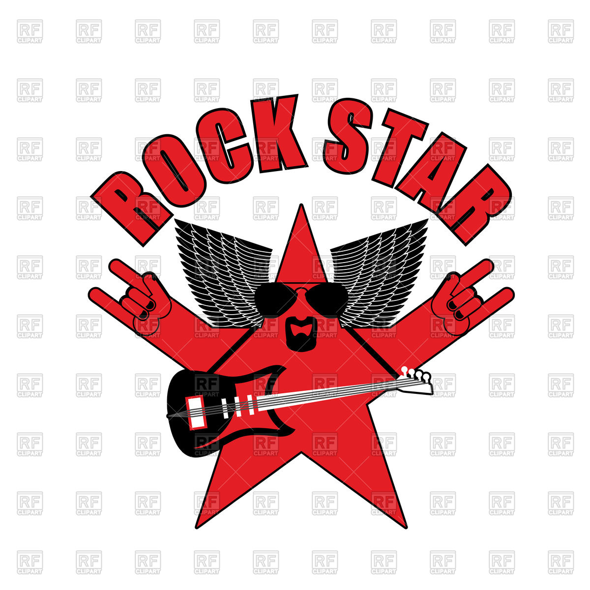 1200x1200 Flaming Rock Guitar And Loudspeaker Sound Royalty Free Vector Clip